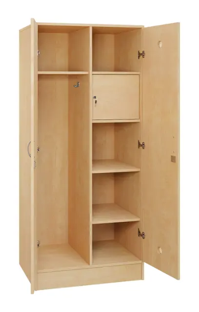 SLS - 83S šatní skříň dřevěná, 2-dveřová, háček, police, trezor, 1800 x 800 x 500, sokl, bříza irská