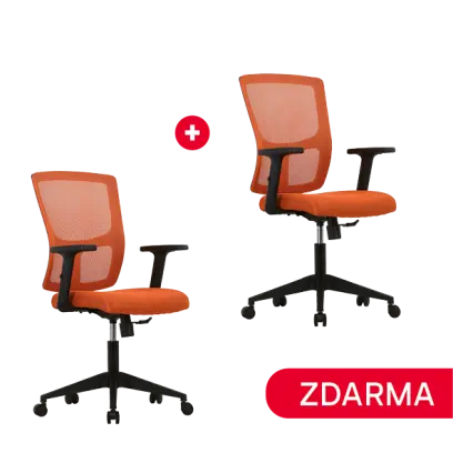 VALERIO židle kancelářská, látka oranžová, 1+1