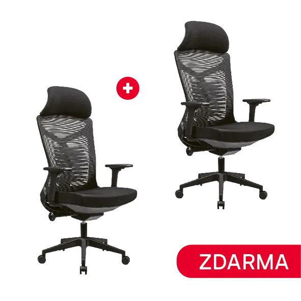 DENALI židle kancelářská, podhlavník, kříž nylon, látka/MESH černá, 1+1