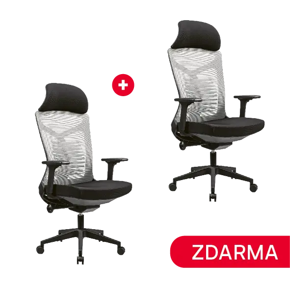 DENALI židle kancelářská, podhlavník, kříž nylon, látka/MESH šedá, 1+1