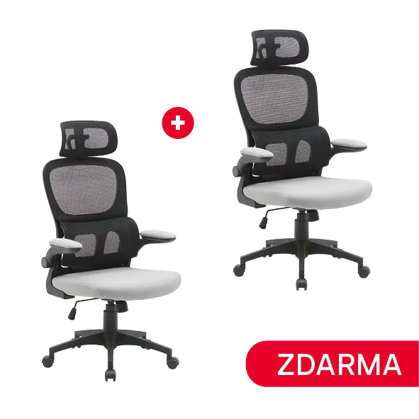 THOMAS, židle kancelářská, černá/šedá, 1+1