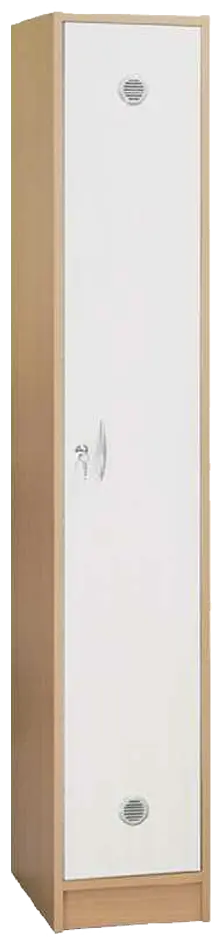 SSL - 180 - 30 šatní skříň dřevěná, 1-dveřová, háček, 1800 x 300 x 500, sokl, korpus buk royal/dveře bílá