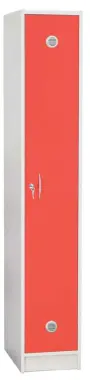 SSL - 180 - 40 šatní skříň dřevěná, 1-dveřová, háček, 1800 x 400 x 500, sokl, korpus bílá/dveře červená flamengo