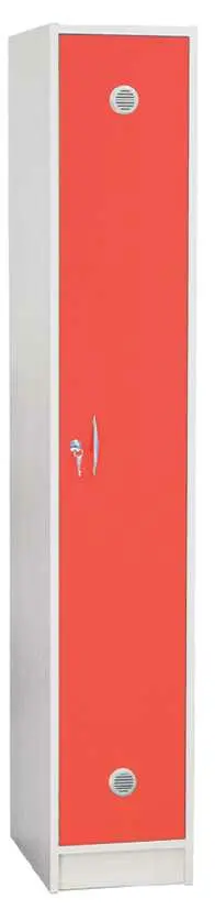 SSL - 180 - 40 šatní skříň dřevěná, 1-dveřová, háček, 1800 x 400 x 500, sokl, korpus bílá/dveře červená flamengo