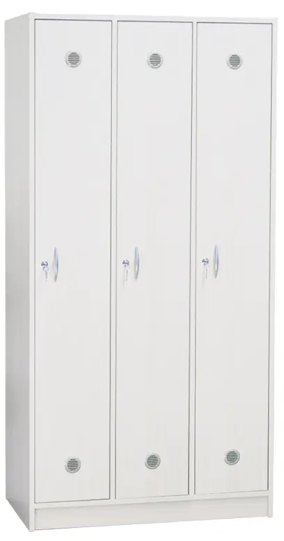 SSL - 180 - 90 šatní skříň dřevěná, 3-dveřová, háček, 1800 x 900 x 500, sokl, bílá