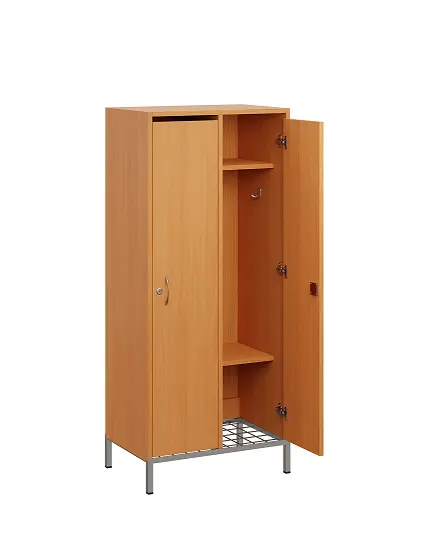 SSR - 140 - 60 šatní skříň dřevěná, 2-dveřová, háček, 1400 x 600 x 400, kovové nohy s roštem, buk royal