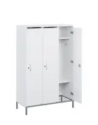 SSR - 140 - 90 šatní skříň dřevěná, 3-dveřová, háček, 1400 x 900 x 400, kovové nohy s roštem, bílá