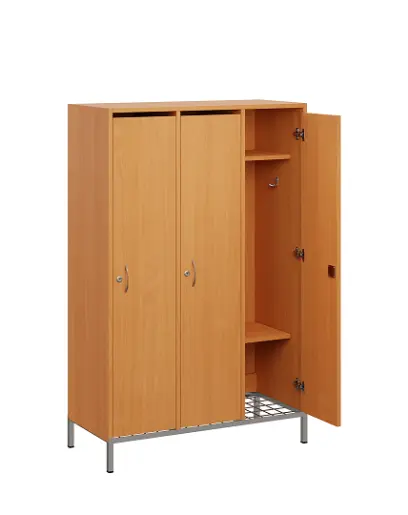SSR - 140 - 90 šatní skříň dřevěná, 3-dveřová, háček, 1400 x 900 x 400, kovové nohy s roštem, buk royal