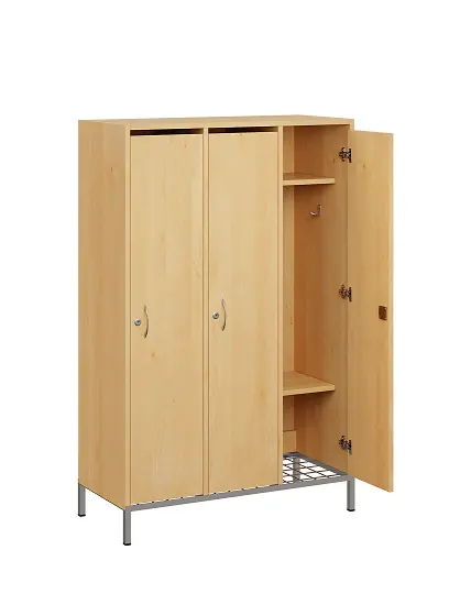 SSR - 140 - 90 šatní skříň dřevěná, 3-dveřová, háček, 1400 x 900 x 400, kovové nohy s roštem, javor horský