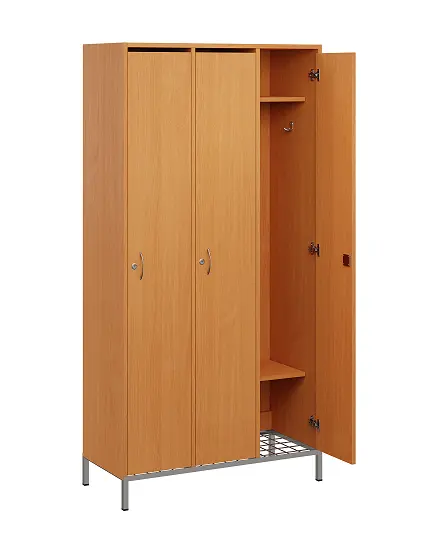SSR - 180 - 90 šatní skříň dřevěná, 3-dveřová, háček, 1800 x 900 x 400, kovové nohy s roštem, buk royal
