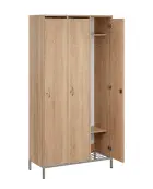 SSR - 180 - 90 šatní skříň dřevěná, 3-dveřová, háček, 1800 x 900 x 400, kovové nohy s roštem, dub ba
