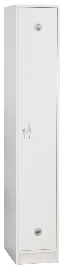 STL - 180 - 30 šatní skříň dřevěná, 1-dveřová, šatní tyč, 1800 x 300 x 500, sokl, bílá