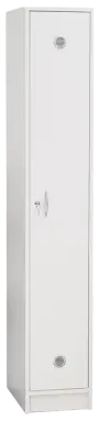 STL - 180 - 30 šatní skříň dřevěná, 1-dveřová, šatní tyč, 1800 x 300 x 500, sokl, bílá