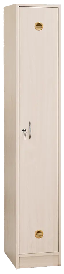 STL - 180 - 30 šatní skříň dřevěná, 1-dveřová, šatní tyč, 1800 x 300 x 500, sokl, bříza irská