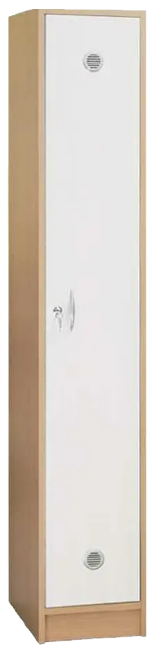 STL - 180 - 30 šatní skříň dřevěná, 1-dveřová, šatní tyč, 1800 x 300 x 500, sokl, korpus buk royal/dveře bílá