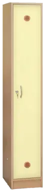 STL - 180 - 30 šatní skříň dřevěná, 1-dveřová, šatní tyč, 1800 x 300 x 500, sokl, korpus buk royal/dveře krémová