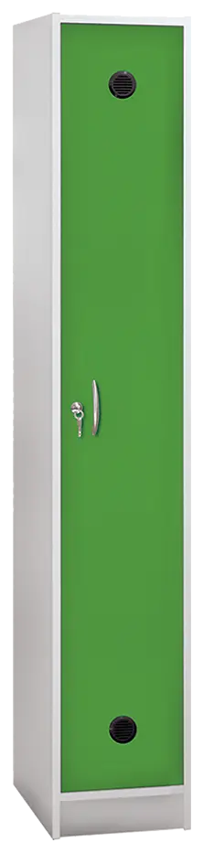 STL - 180 - 40 šatní skříň dřevěná, 1-dveřová, šatní tyč, 1800 x 400 x 500, sokl, korpus bílá/dveře jarní zeleň