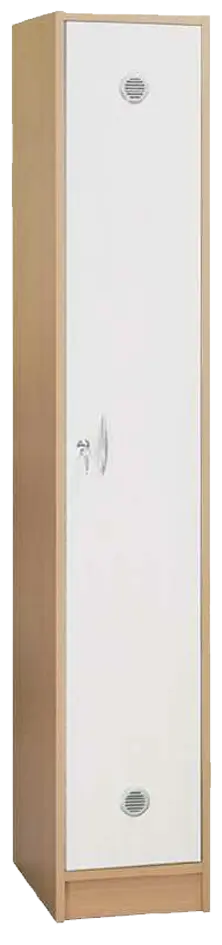 STL - 180 - 40 šatní skříň dřevěná, 1-dveřová, šatní tyč, 1800 x 400 x 500, sokl, korpus buk royal/dveře bílá