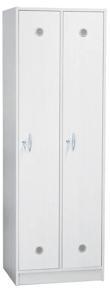 STL - 180 - 60 šatní skříň dřevěná, 2-dveřová, šatní tyč, 1800 x 600 x 500, sokl, bílá