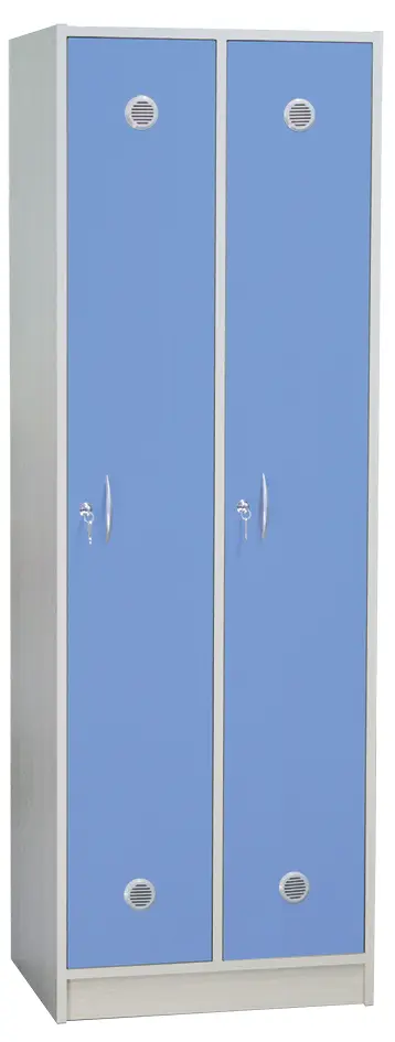 STL - 180 - 80 šatní skříň dřevěná, 2-dveřová, šatní tyč, 1800 x 800 x 500, sokl, korpus šedá/dveře modrá