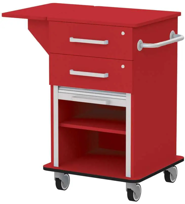 VIZITA 01 R mobilní vozík vizitový, korpus červená flamengo, čílka červená flamengo