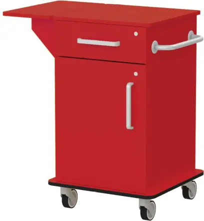 VIZITA 02 D mobilní vozík vizitový, korpus červená flamengo, čílka červená flamengo