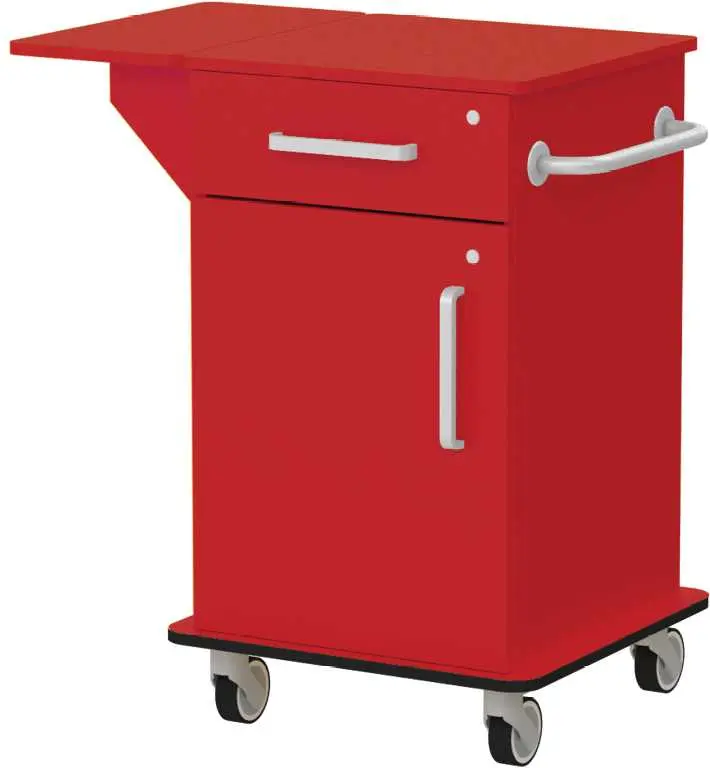 VIZITA 02 D mobilní vozík vizitový, korpus červená flamengo, čílka červená flamengo