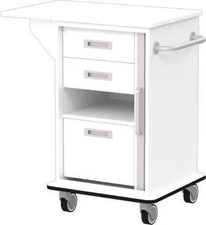 VIZITA 02 R mobilní vozík vizitový, korpus bílý, čílka bílá