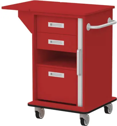 VIZITA 02 R mobilní vozík vizitový, korpus červená flamengo, čílka červená flamengo