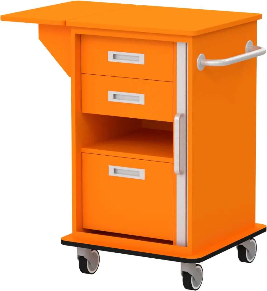 VIZITA 02 R mobilní vozík vizitový, korpus pomeranč, čílka pomeranč