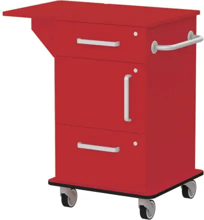 VIZITA 03 D mobilní vozík vizitový, korpus červená flamengo, čílka červená flamengo