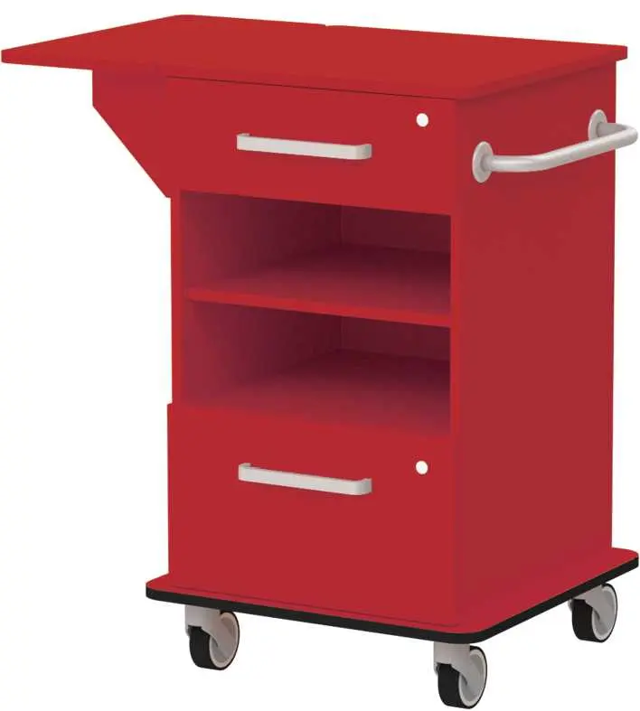 VIZITA 03 N mobilní vozík vizitový, korpus červená flamengo, čílka červená flamengo