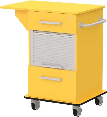 VIZITA 03 R mobilní vozík vizitový, korpus žlutá odio, čílka žlutá odio