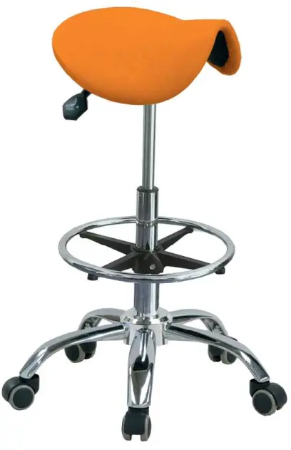 LZ 34 H židle lékařská, kruh pro nohy, kříž chrom, ekokůže, mandarinková