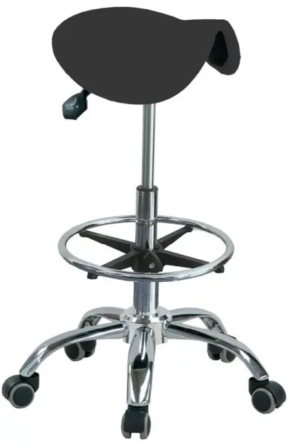 LZ 34 H židle lékařská, kruh pro nohy, kříž chrom, ekokůže, černá