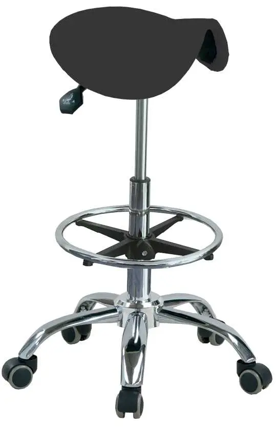 LZ 34 H židle lékařská, kruh pro nohy, kříž chrom, ekokůže, černá