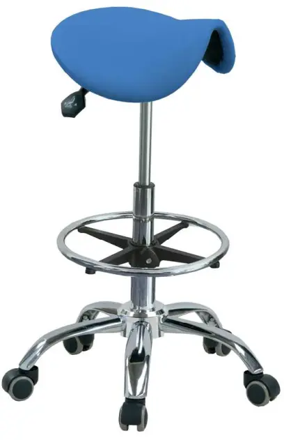 LZ 34 H židle lékařská, kruh pro nohy, kříž chrom, ekokůže, modrá