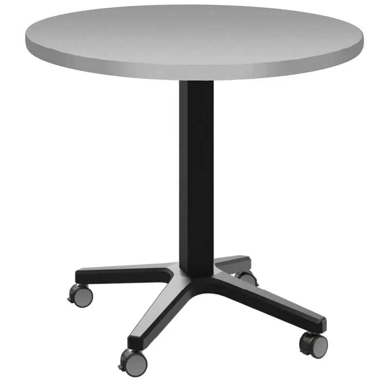 POC 500 - 1 stůl kulatý, deska pr.600 mm šedá (síla 25 mm), pojízdná centrální noha, podnož černá