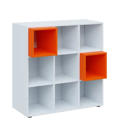 TETRIS A1 - 1x skříňka nízká, lamino bílá + 2x výplň LEVEL - pomeranč