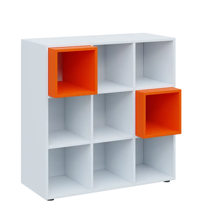 TETRIS A1 - 1x skříňka nízká, lamino bílá + 2x výplň LEVEL - pomeranč