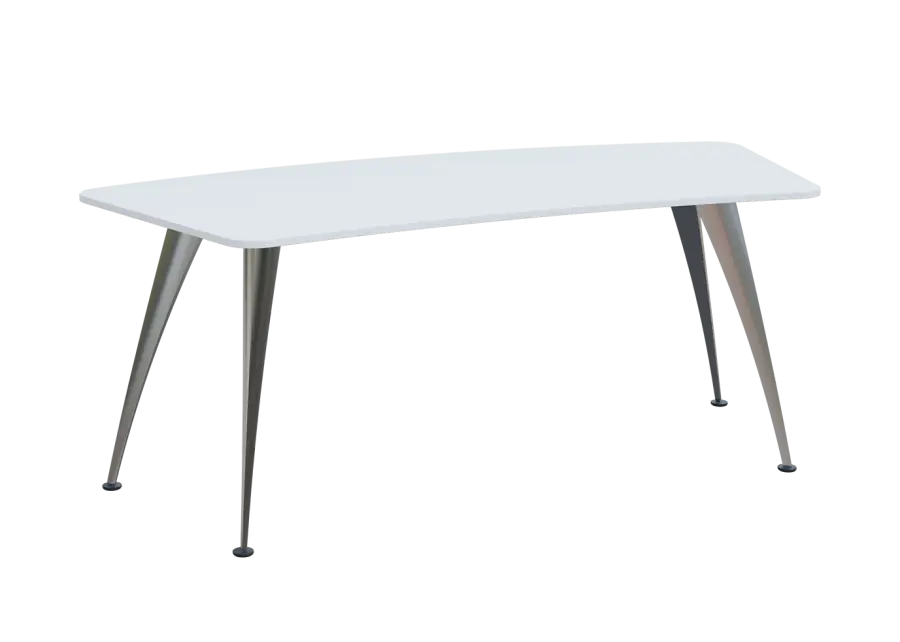 KUZ 200 stůl kancelářský, zaoblený, chromová podnož, bílá