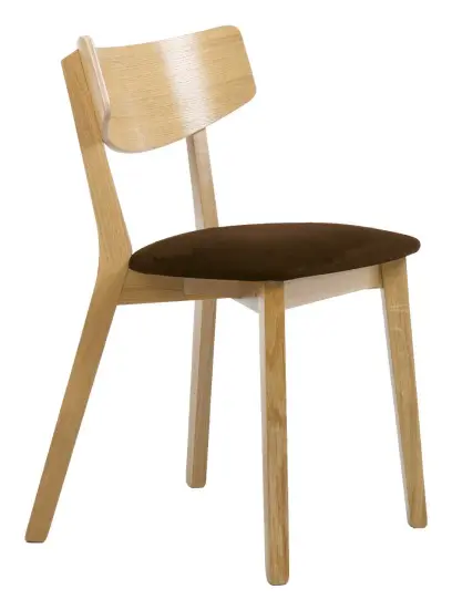 MARIA židle, přírodní dřevo-buk, látka tmavě hnědá