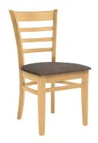 TRISTAN židle, přírodní dřevo-buk, čalounění - látka hnědošedá