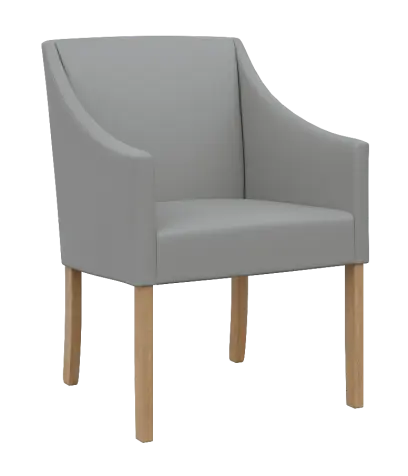 NOVA křeslo, přírodní dřevo-buk, koženka šedá