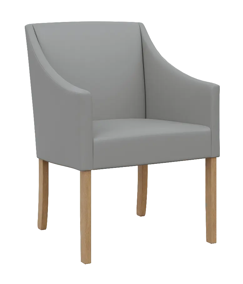 NOVA křeslo, přírodní dřevo-buk, koženka šedá