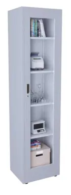 JP - 10 skříň policová 1-dveřová, sklo, 1950x500x400 mm, šedá