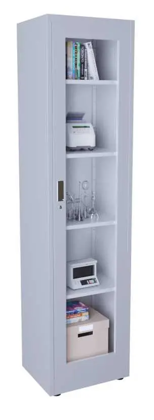 JP - 10 skříň policová 1-dveřová, sklo, 1950x500x400 mm, šedá