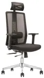 NIKOS kancelářská židle s podhlavníkem a bederní opěrkou, kříž chrom, Mesh celočerná