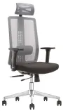 NIKOS kancelářská židle s podhlavníkem a bederní opěrkou, kříž chrom, Mesh černošedá