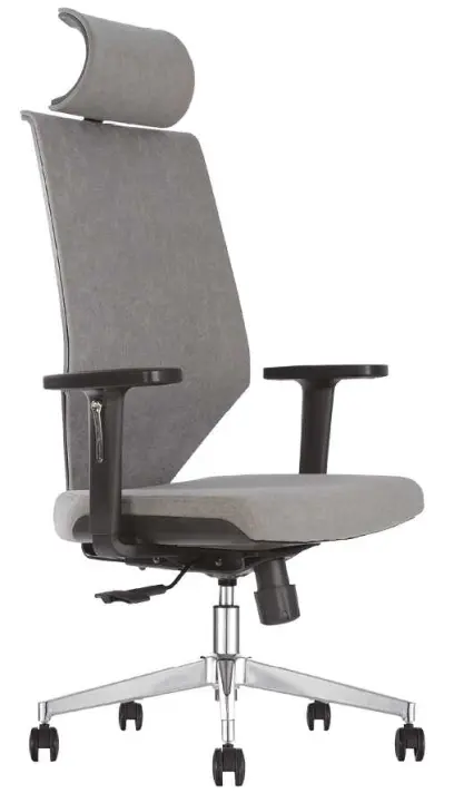 DENIS kancelářská židle s podhlavníkem, kříž chrom, šedá